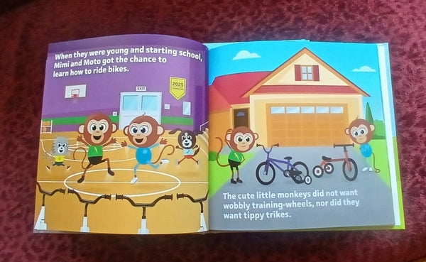 Mimi and Moto Learn to Ride Bikes