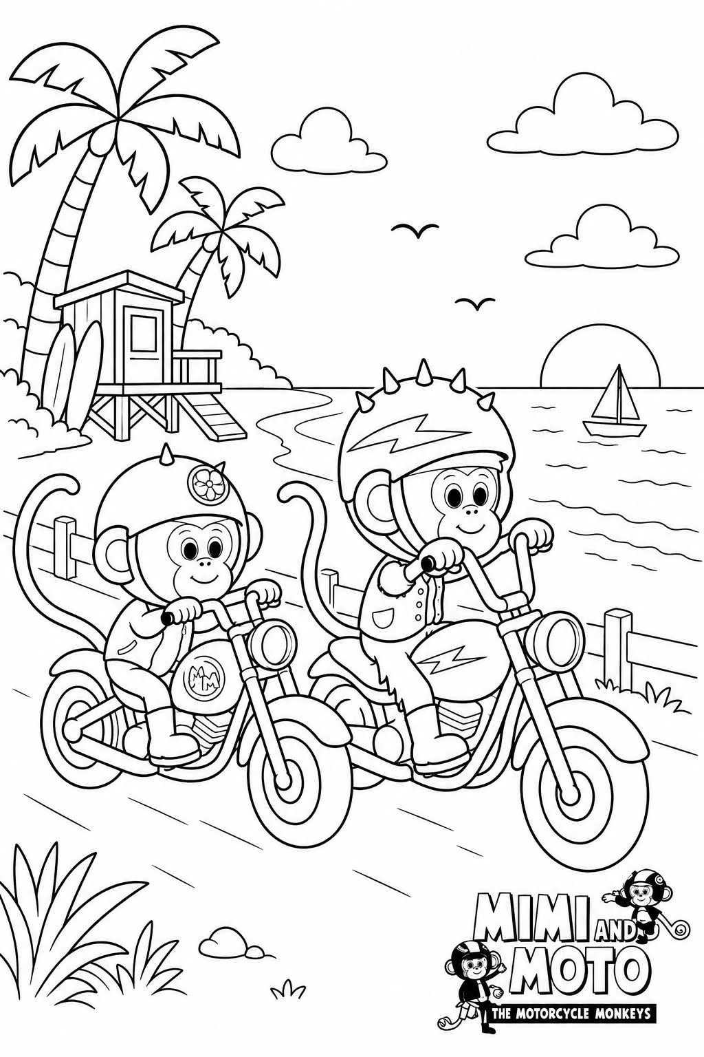 Mimi and Moto's Free Coloring Pages