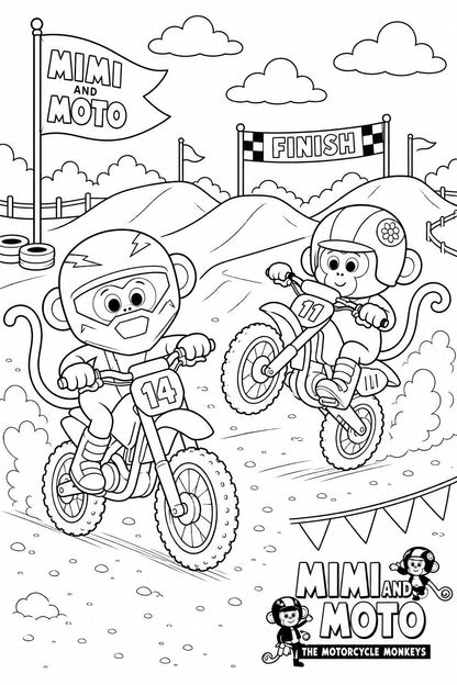 Mimi and Moto's Free Coloring Pages