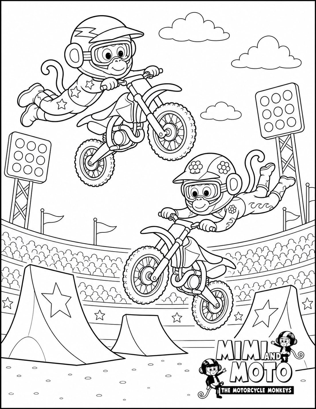 Mimi and Moto's Free Coloring Pages