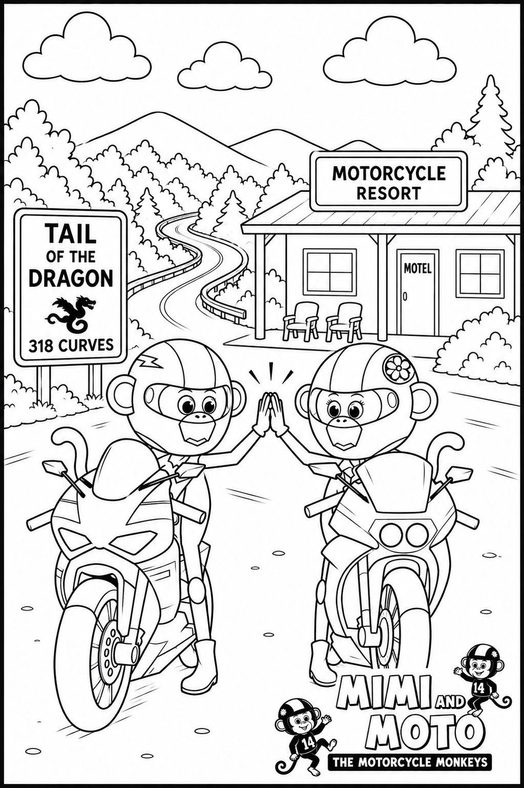Mimi and Moto's Free Coloring Pages