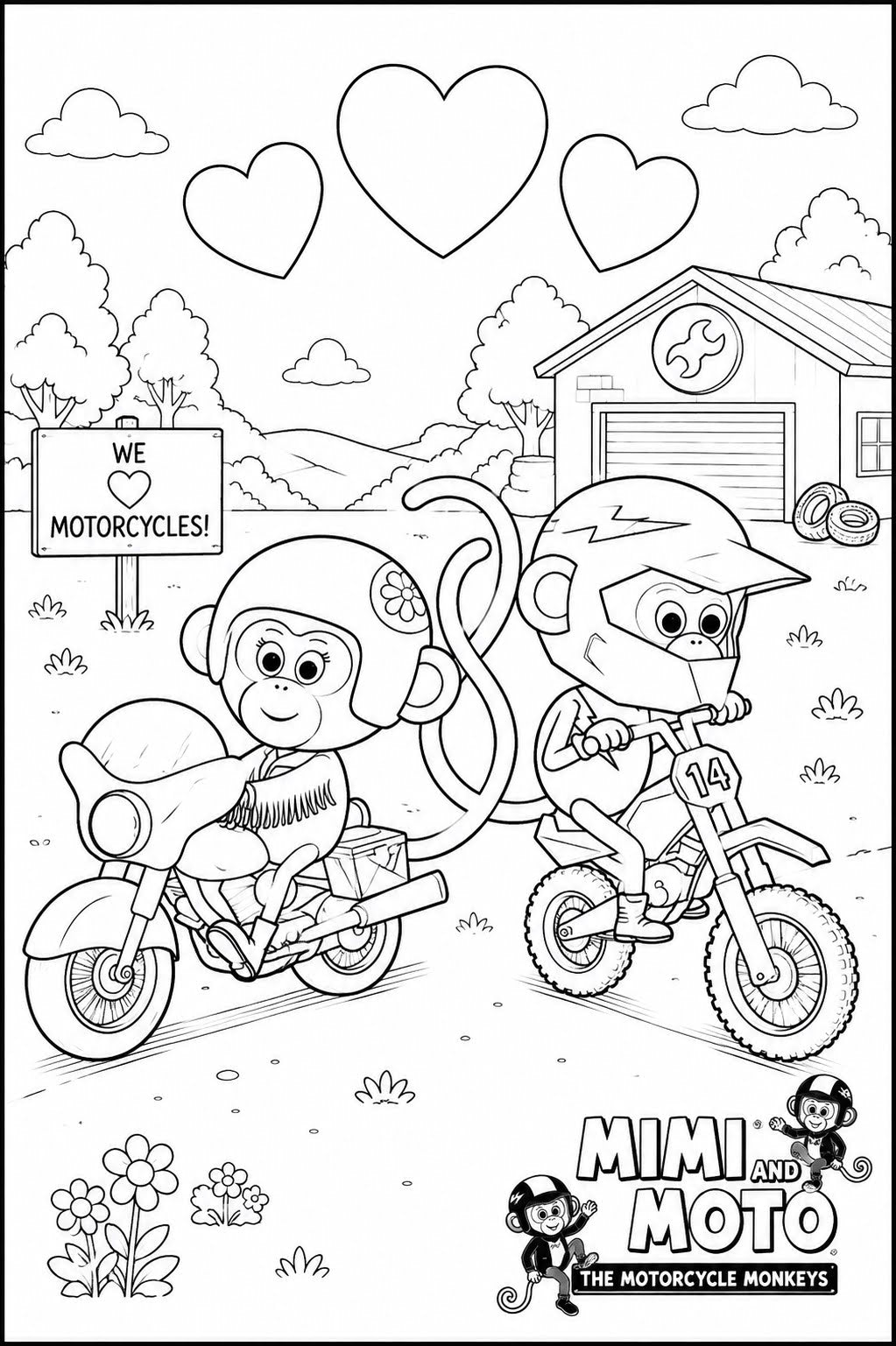 Mimi and Moto's Free Coloring Pages