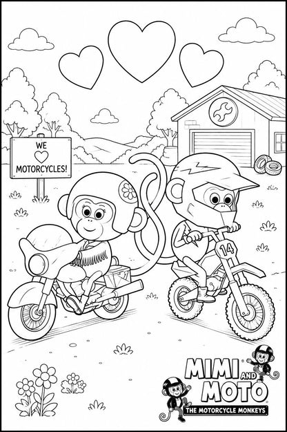 Mimi and Moto's Free Coloring Pages