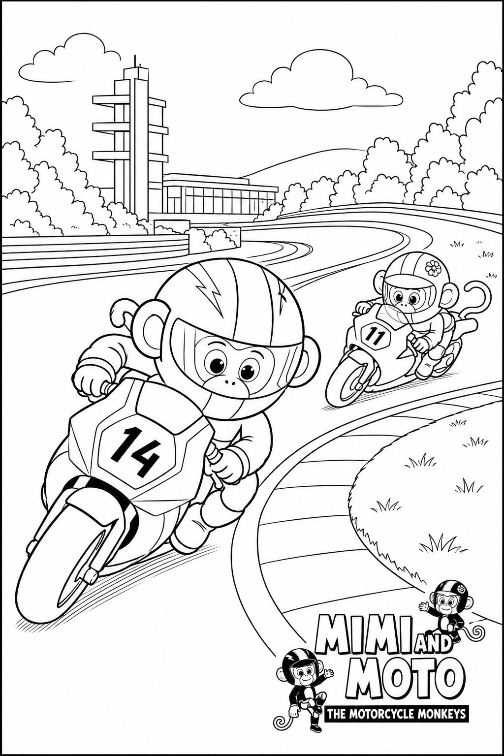 Mimi and Moto's Free Coloring Pages