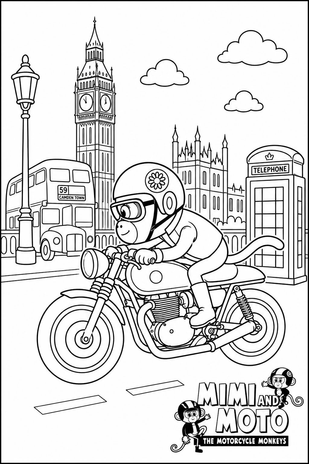 Mimi and Moto's Free Coloring Pages