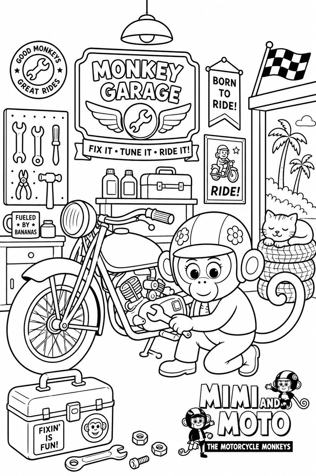 Mimi and Moto's Free Coloring Pages