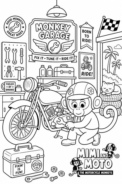 Mimi and Moto's Free Coloring Pages