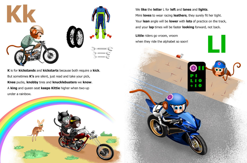 Glans Afleiden geïrriteerd raken Mimi and Moto Ride the Alphabet – Mimi and Moto: The Motorcycle Monkeys